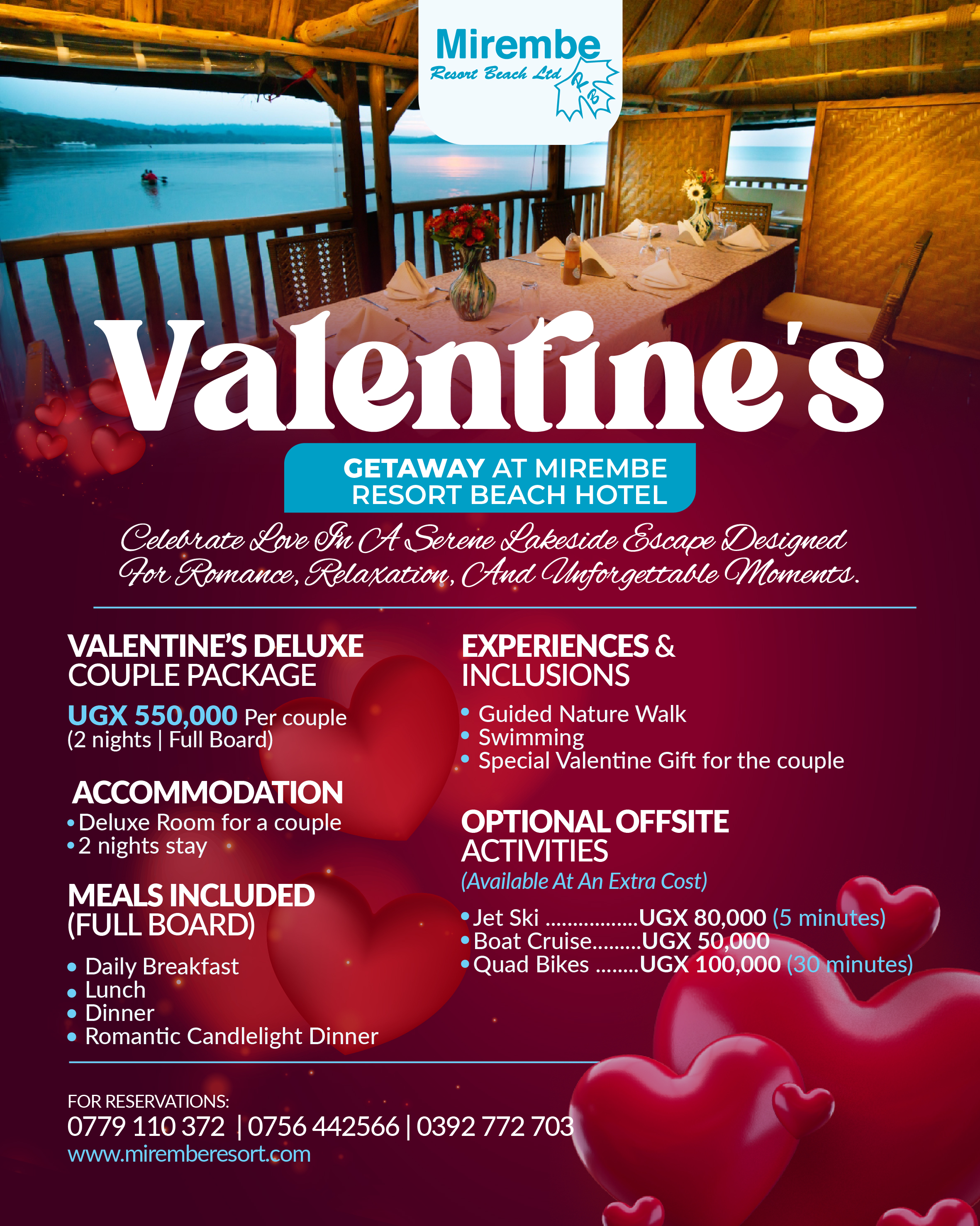 Valenitine special at Mirembe Resort Beach Kalangala