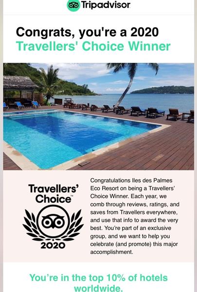 Certificate achieved by Iles Des Palmes 2020 - Iles Des Palmes - Anse La Blague- Praslin