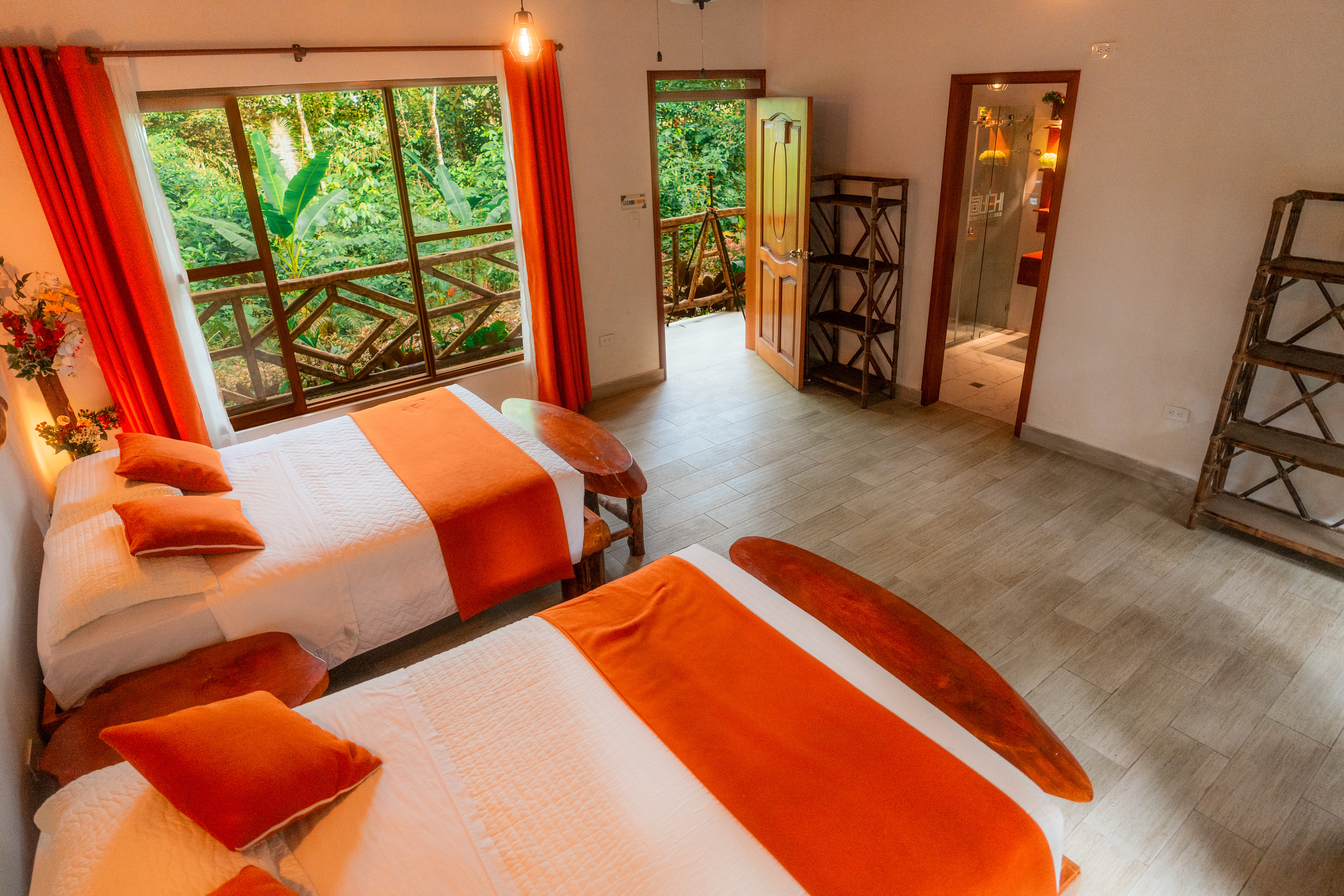 The Superior Rooms are the perfect choice for couples or families wanting space, comfort, and direct connection with nature. Each room features a private balcony and large panoramic windows overlooking the rainforest, ideal for relaxing after a day of exploring the Amazon. A top pick for travelers looking for an authentic yet comfortable jungle lodge in Ecuador.